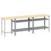 vidaXL Set banco da lavoro con lo scaffale 3 pcs Grigio Acciaio
