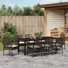 vidaXL Set da Pranzo per Giardino con cuscino 9 pcs Marrone polyrattan