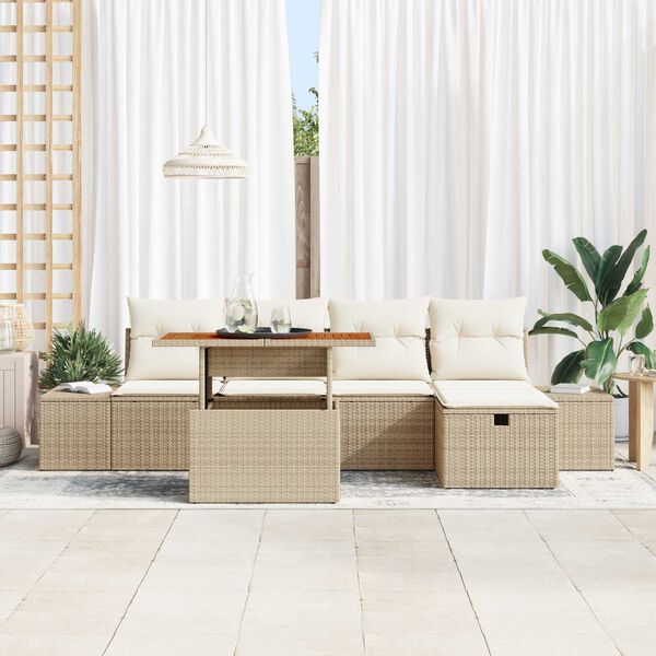 vidaXL Set Divano da Giardino 6 pcs Beige polyrattan