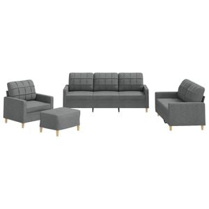 vidaXL Set di Divani 4 pz con Cuscini Grigio Scuro in Tessuto