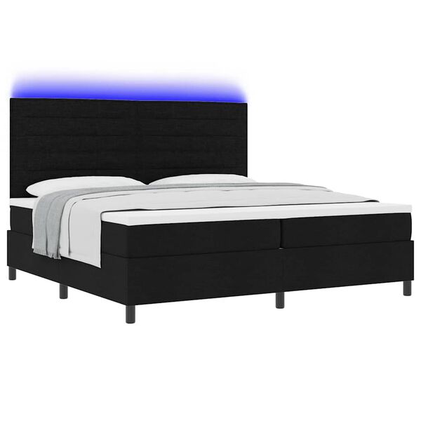 vidaXL Letto a molle con materasso con led Nero 200 x 200 cm Tessuto