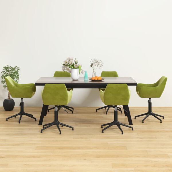 vidaXL Sedie da Pranzo Girevoli 6 pz Verde Chiaro in Velluto