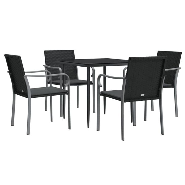 vidaXL Set Pranzo da Giardino 5pz con Cuscini in Polyrattan e Acciaio