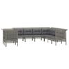 vidaXL Set Divani da Giardino 9 pz con Cuscini in Polyrattan Grigio