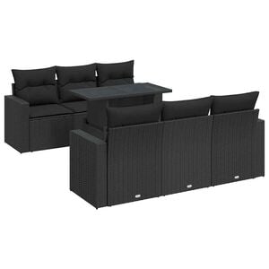 vidaXL Set Divani da Giardino con Cuscini 7pz Nero Polyrattan