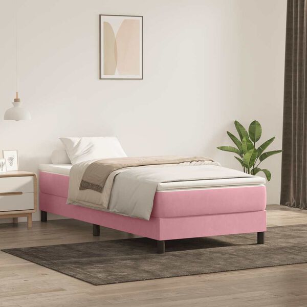 vidaXL Giroletto a Molle senza Materasso Rosa 100x210 cm in Velluto