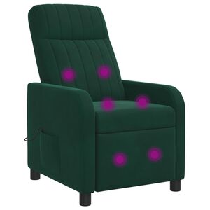 vidaXL Poltrona Massaggiante Verde Scuro Velluto (V)