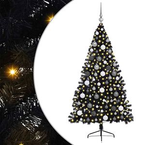 vidaXL Albero di Natale artificiale con luci integrate Nero 180 cm PVC