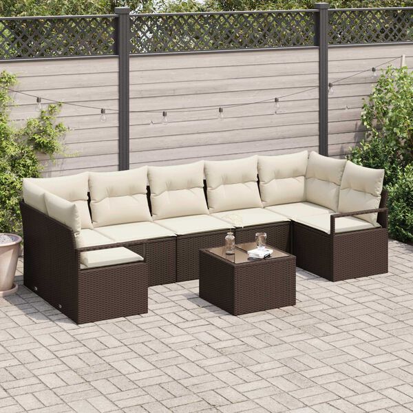 vidaXL Set di divani 8 pcs Marrone e Crema polyrattan