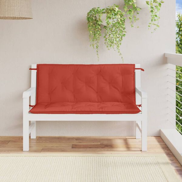vidaXL Cuscini Panca Giardino 2pz Rosso Mélange 120x50x7 cm Tessuto