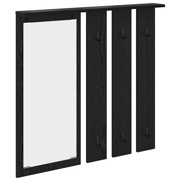 vidaXL Appendiabiti a muro con lo scaffale Rovere nero 84 x 10 x 80 cm