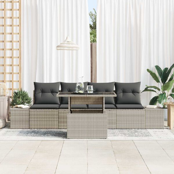 vidaXL Set di divani con cuscino 5 pcs Grigio chiaro polyrattan