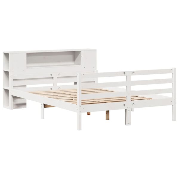 vidaXL Letto Libreria senza Materasso Bianco 140x200 cm Legno di Pino