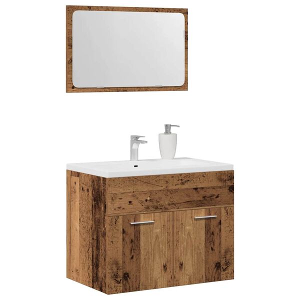 vidaXL Set Mobili da Bagno 2 pz Legno Antico in Legno Multistrato