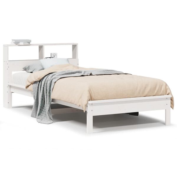 vidaXL Letto Libreria senza Materasso Bianco 90x190 cm Massello Pino
