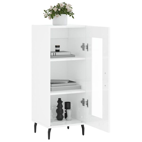 vidaXL Credenza Bianco Lucido 34,5x34x90 cm in Legno Multistrato