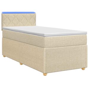 vidaXL Letto box spring con materasso Crema 80 x 200 cm Tessuto