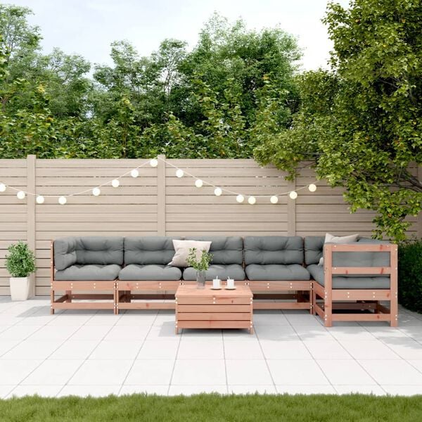 vidaXL Set Divani Giardino 7 pz con Cuscini Legno Massello di Douglas