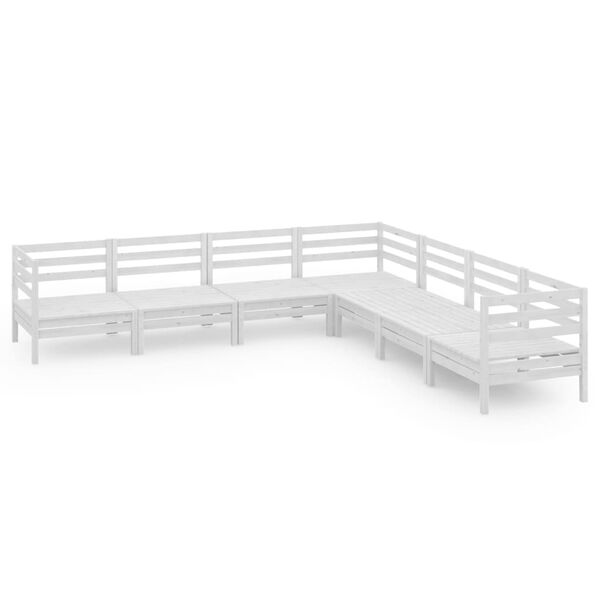vidaXL Set Salotto da Giardino 7 pz in Legno Massello di Pino Bianco