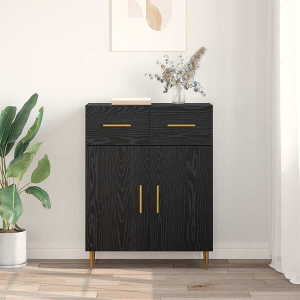 vidaXL Credenza Rovere Nero 69,5 x 34 x 90 cm Legno multistrato