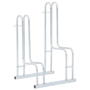 vidaXL Supporto per 2 Bici da Pavimento Autoportante Acciaio Zincato