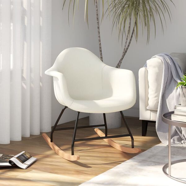 vidaXL Sedia a Dondolo Crema in Tessuto