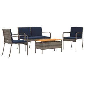 vidaXL Set da giardino Grigio polyrattan