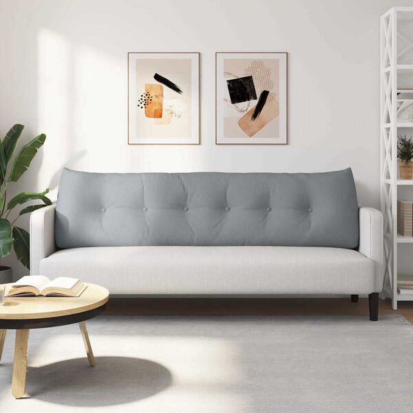 vidaXL Cuscino per Schiena Grigio chiaro 180 x 24 x 50 cm Tessuto