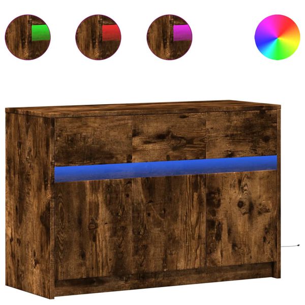 vidaXL Mobile Porta TV con LED Rovere Fumo 91x34x61 cm in Truciolato