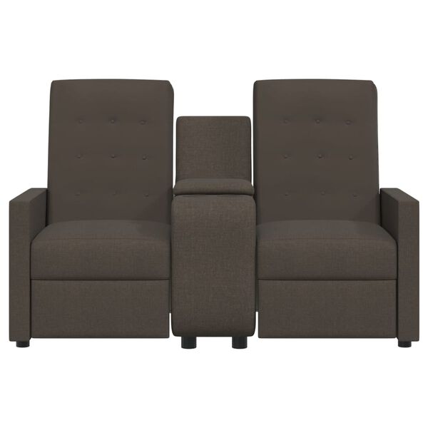 vidaXL Divano Reclinabile 2 Posti e Portabicchieri Marrone in Tessuto