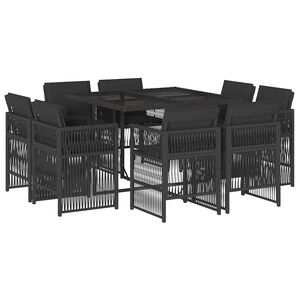 vidaXL Set da Pranzo da Giardino 9 pz con Cuscini Nero in Polyrattan