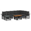 vidaXL Set Divano da Giardino 9 pz Nero e Grigio scuro polyrattan