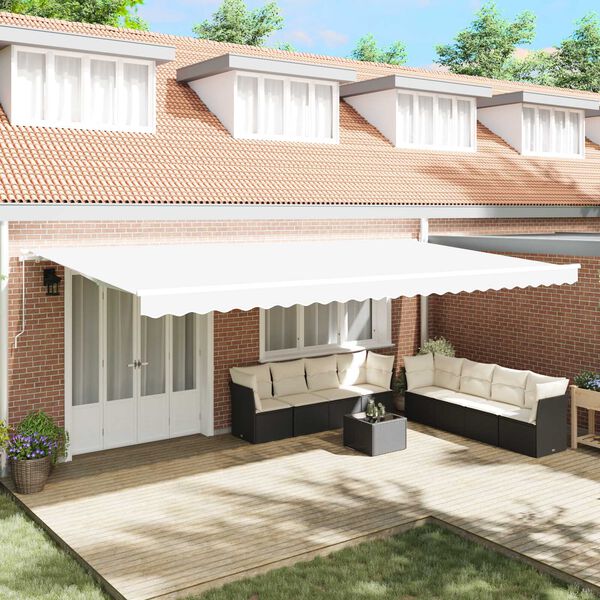 vidaXL Tenda Retrattile Bianco 600 × 300 cm Poliestere e Metallo