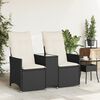 vidaXL Divano Giardino Reclinabile 2Posti con Tavolino Nero Polyrattan