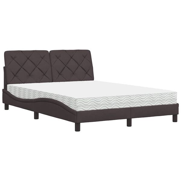vidaXL Letto con Materasso Marrone Scuro 120x200cm Tessuto