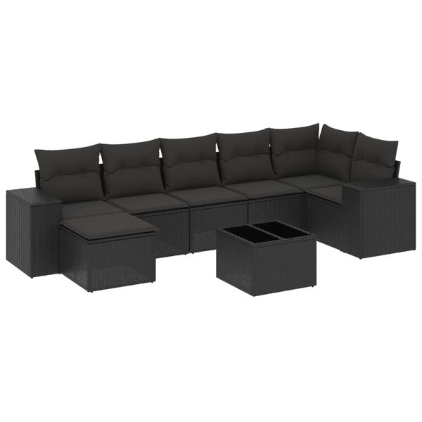 vidaXL Set Divani da Giardino con Cuscini 8 pz Nero in Polyrattan