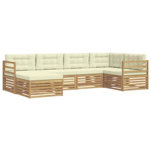 vidaXL Set di divani da esterno 6 pz Bianco e Crema Poliestere