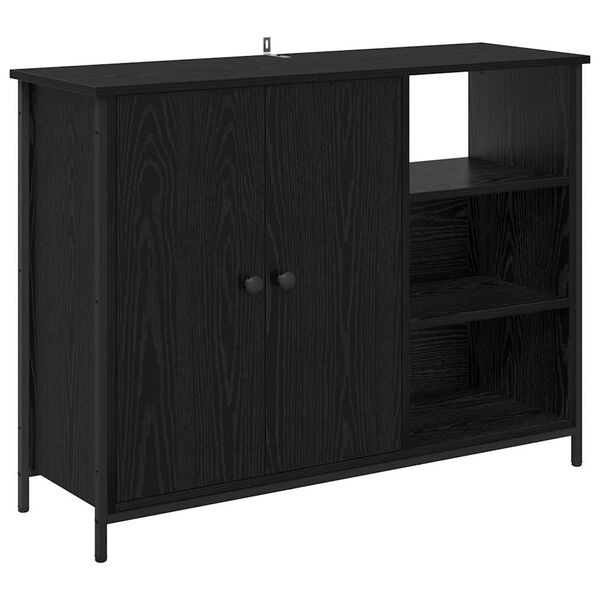 vidaXL Credenza Rovere Nero 100 x 33 x 75 cm Legno multistrato