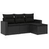 vidaXL Set Divani da Giardino 4 pz con Cuscini Nero in Polyrattan