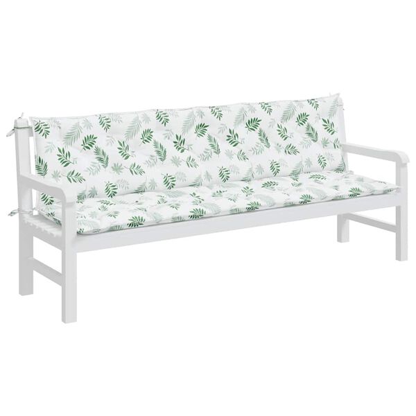 vidaXL Cuscini Panca Giardino 2 pz Motivo a Foglie 200x50x7 cm Tessuto