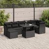 vidaXL Set Divani da Giardino con Cuscini 8 pz Nero in Polyrattan