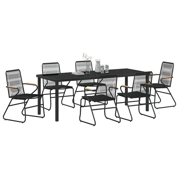 vidaXL Set da Pranzo per Giardino 7 pcs Nero