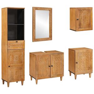 vidaXL Set di mobili per il bagno 5 pcs Marrone Legno multistrato