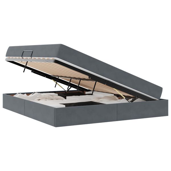 vidaXL Letto con contenitore e materasso Grigio scuro 160 x 200 cm
