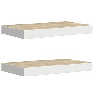vidaXL Scaffali a Parete 2 pz Rovere e Bianco 50x23,5x3,8 cm in MDF