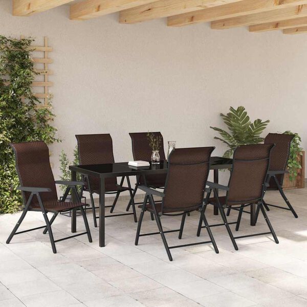 vidaXL Set da Pranzo per Giardino 7 pcs Marrone