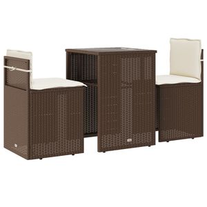 vidaXL Set Bistr&ograve; 3 pz con Cuscini Marrone in Polyrattan