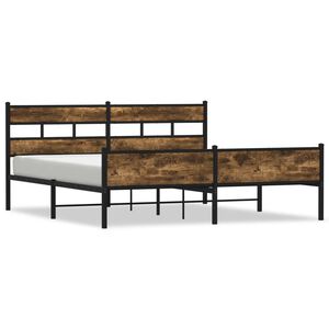 vidaXL Giroletto senza Materaso in Metallo Rovere Fumo 180x200 cm