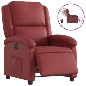 vidaXL Poltrona Reclinabile Elettrica Rosso Vino in Similpelle