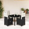 vidaXL Set Bistr&ograve; da Giardino 5 pz con Cuscini in Polyrattan Nero
